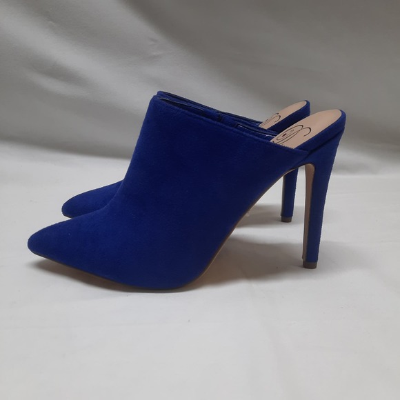 NWOB Diva Katina Stiletto Heel Royal Blue Faux Suede Slip on Mule 6.5 - Picture 4 of 7